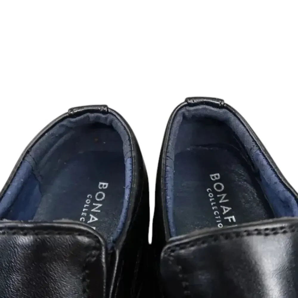 Bonafini Shoes Kids 7 Dress Loafers Slip On Leather Black Classic Toddler Boys